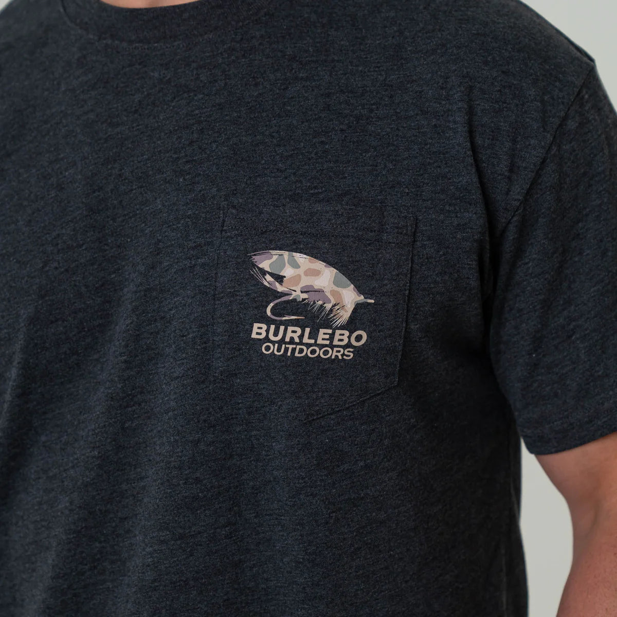Burlebo Short Sleeve Tee Camo Big Fly - Heather Black